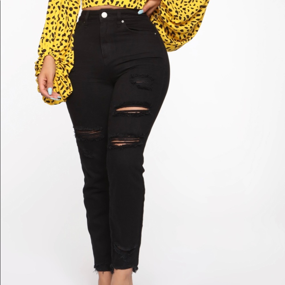 Black distressed jeans